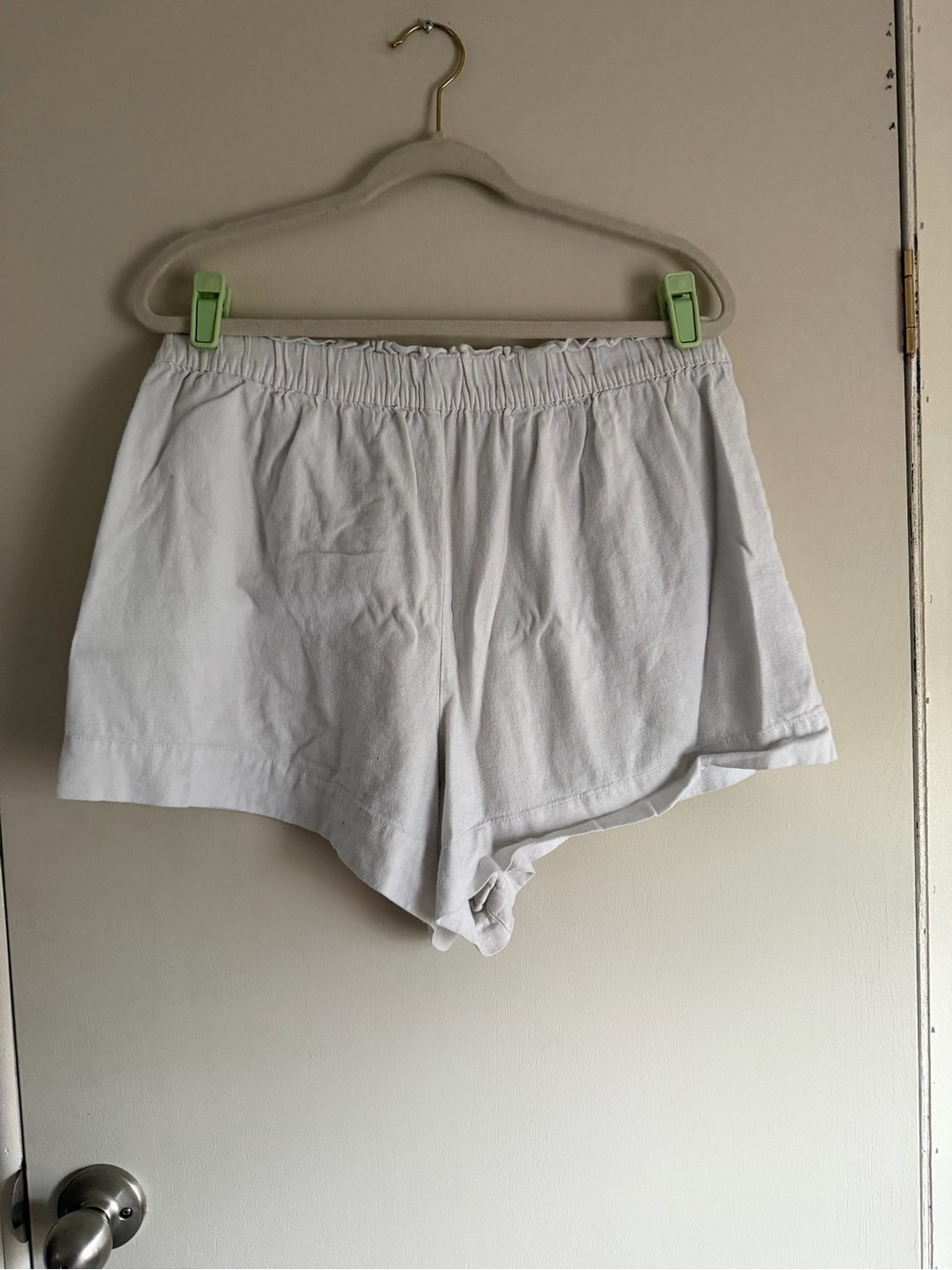 Abercrombie & Fitch White High-Waist Elastic Linen-Blend Shorts - Picture 2 of 7